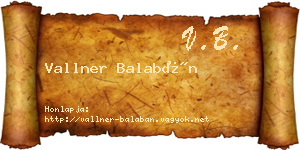 Vallner Balabán névjegykártya